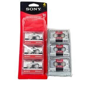 Sony Microcassette Lot MC-90 4-Pack (3 only) & MC-60 3-Pack New Vintage
